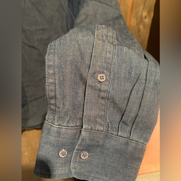 NWT Black Brown 1826 Dark Wash Denim Button Shirt - Picture 6 of 8